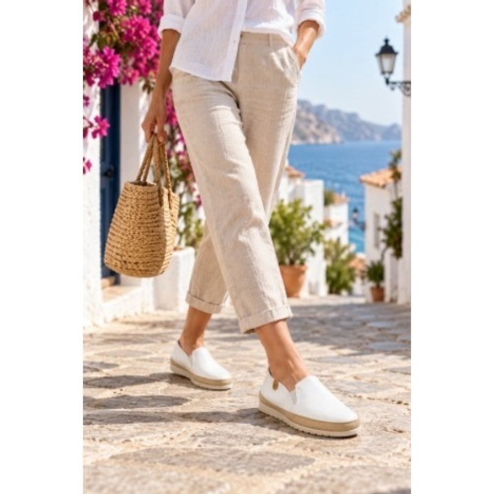 Verbenas Nuria White Leather Espadrilles EU 40 NWOT